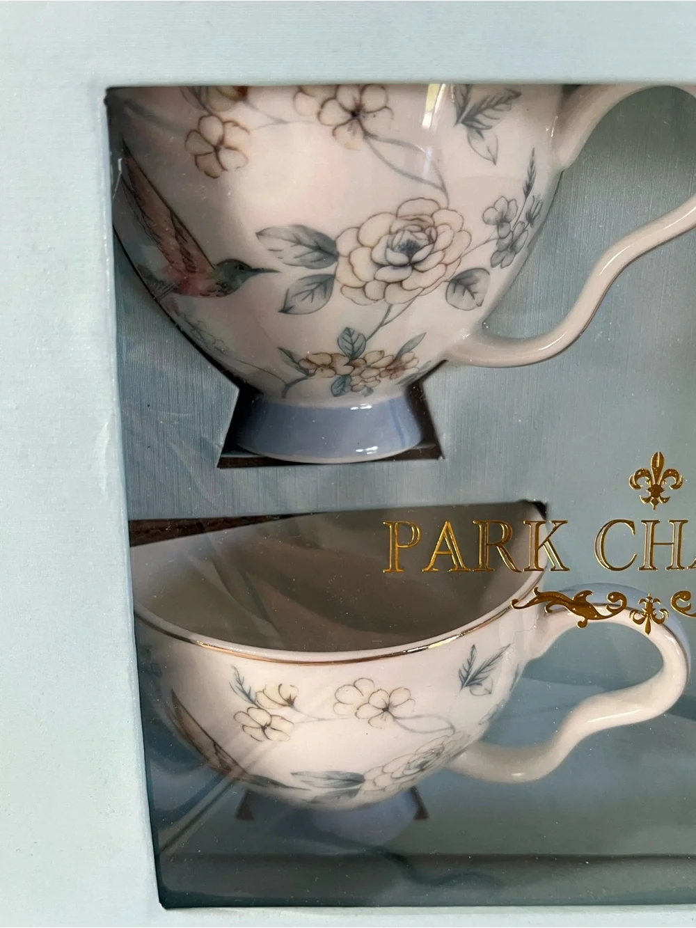 Chateau Blue Floral Teacup and Saucer Set
